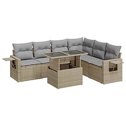 vidaXL Salon de jardin avec coussins 7 pcs beige résine tressée