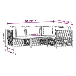 vidaXL Salon de jardin avec coussins 4 pcs anthracite acier pas cher