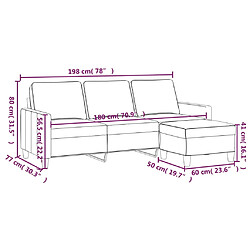 vidaXL Canapé à 3 places avec repose-pieds Gris foncé 180 cm Tissu pas cher