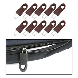 10pcs Détachables Zip Fixer Zipper Tags Réparation Tirette Tab Brown 3.4x1.4cm pas cher