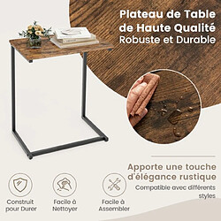 Helloshop26 Table d'appoint bout de canapé de style industriel moderne cadre en métal 55 x 36 x 67 cm pour salon chambre balcon marron 20_0009360