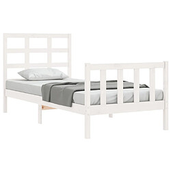 Avis Maison Chic Cadre/structure de lit avec tête de lit pour adulte - Lit Moderne Chambre blanc petit simple bois massif -MN90352