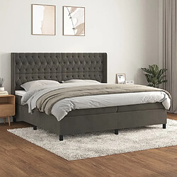 Maison Chic Lit Adulte - Lit simple Lit à sommier tapissier et matelas moelleux - Meuble de Chambre - Gris foncé 200x200cm Velours -MN77681