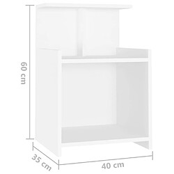 vidaXL Tables de chevet 2 pcs Blanc 40x35x60 cm Aggloméré pas cher