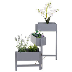 Avis Mendler Étagère à plantes T275, Étagère sur pied Porte-fleurs Jardinière, 65x108x15cm, Bois Shabby-Look Vintage ~ gris-bleu