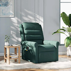 VidaXL Fauteuil de massage inclinable - Tissu Vert foncé