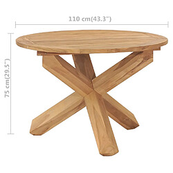 vidaXL Table à dîner de jardin Ø110x75 cm Bois de teck massif pas cher