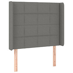 Avis Maison Chic Tête de lit scandinave à LED,meuble de chambre Gris foncé 93x16x118/128 cm Tissu -MN39218