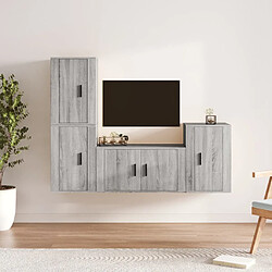 vidaXL Ensemble de meubles TV 4 pcs Sonoma gris Bois d'ingénierie