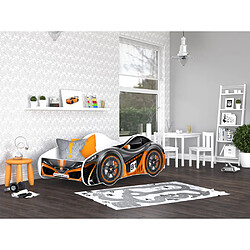 Kids Literie Lit Enfant Voiture 70x140 17 FEDERAL Thème Livré avec sommiers et matelas en mousse de 7cm