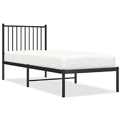 vidaXL Cadre de lit métal sans matelas avec tête de lit noir 80x200 cm