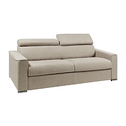 Avis Vente-Unique Canapé 4 places convertible express en tissu beige - Couchage à lattes larges 160 cm - Matelas 18 cm VIZIR