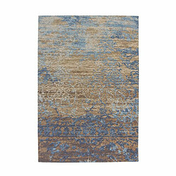 Paris Prix Tapis Jacquard à Poils Courts Blaze Bleu & Beige 115 x 170 cm