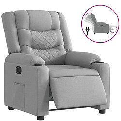 vidaXL Fauteuil inclinable électrique Gris clair Tissu