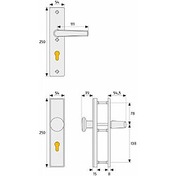 ABUS 2237511 Poignée de sécurité modèle HLS214/F31 WG HT 92