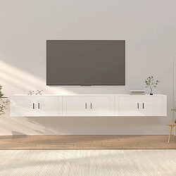 vidaXL Meubles TV muraux 3 pcs blanc brillant 100x34,5x40 cm