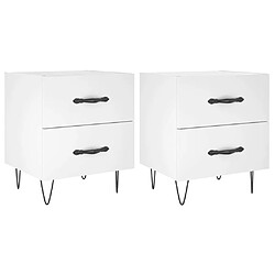 Maison Chic Lot de 2 Tables de chevet - Tables de Nuit blanc 40x35x47,5 cm bois d’ingénierie