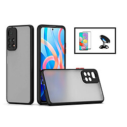 PHONECARE Kit Coque Anti Choque Caméra Protection + Film 5D Full Cover + Support Magnétique de Voiture Xiaomi Redmi Note 11 Pro 5G - Noir