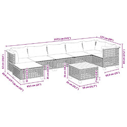 vidaXL Salon de jardin 8 pcs avec coussins noir résine tressée pas cher