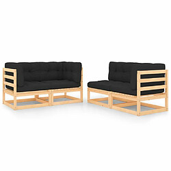 Maison Chic Salon de jardin 4 pcs + coussins - Mobilier/Meubles de jardin - Table et chaises d'extérieur Bois de pin massif -MN97466