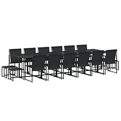 vidaXL Ensemble à manger de jardin 17 pcs noir textilène