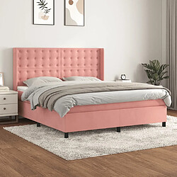 Maison Chic Lit adulte- Lit + matelas,Sommier à lattes de lit avec matelas Rose 180x200 cm Velours -GKD36804