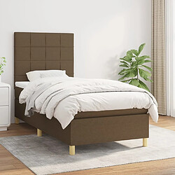 Maison Chic Lit adulte- Lit + matelas,Sommier à lattes de lit avec matelas Marron foncé 100x200 cm -GKD52764