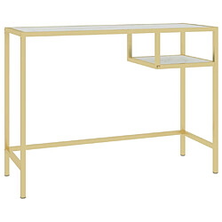 vidaXL Bureau d'ordinateur Blanc et doré 100x36x74 cm Verre