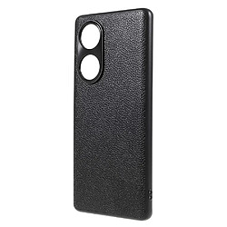 Coque en TPU + cuir véritable texture litchi noir pour votre Honor 50 Pro/Huawei nova 9 Pro