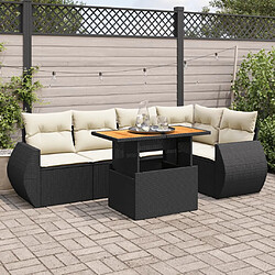 vidaXL Salon de jardin 6 pcs avec coussins noir résine tressée