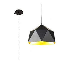 Luminaire Center Suspension 1 ampoule Noir mat,intérieur en or