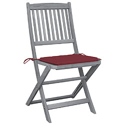 vidaXL Chaises pliables - Ensemble de 2 - Coussins bordeaux inclus