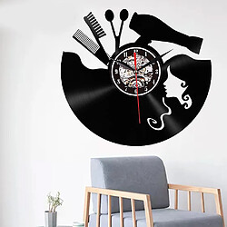 Universal Coiffeur vinyle disque horloge mur lumineux montres suspendues salon de beauté art déco 