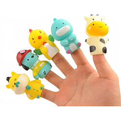 Universal 5PCS enfants animaux doigts marionnettes jouets bébés plastique mignons dessins animés mains poupées ensemble apprentissage précoce enfants jouets d'aventure | Marionnettes