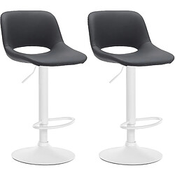 Non Lot de 2 tabourets de bar Camden simili cuir blanc pas cher