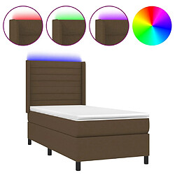 vidaXL Sommier à lattes de lit matelas LED Marron foncé 80x200cm Tissu