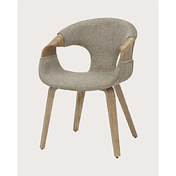 UNIQKA Gazy - chaise en tissu Taupe et bois blanchi