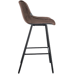 Decoshop26 Tabouret de bar x1 avec repose-pieds revêtement en velours marron piètement à quatre pieds en métal noir 10_0005464