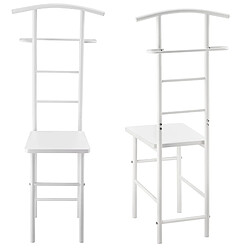 Helloshop26 Valet de chambre porte vêtements avec cintre et porte pantalons métal MDF 107 cm blanc 03_0006283