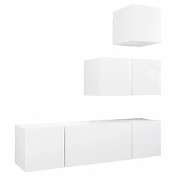 Maison Chic Ensemble de meubles TV 4 pcs | Banc TV Moderne pour salon | Meuble de Rangement - Blanc Aggloméré -MN16020