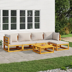 Maison Chic Salon de jardin 6 pcs + coussins - Mobilier/Meubles de jardin - Table et chaises d'extérieur gris clair bois massif -MN71837