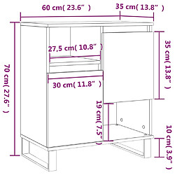 vidaXL Buffet Noir 60x35x70 cm Bois d'ingénierie pas cher