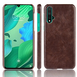 Wewoo Coque PC + PU antichoc Litchi Texture pour Huawei Nova 5 / Nova 5 Pro marron