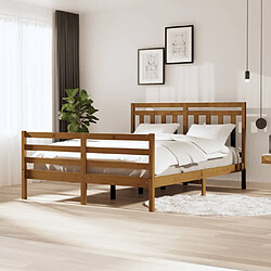 vidaXL Cadre de lit sans matelas marron miel bois massif