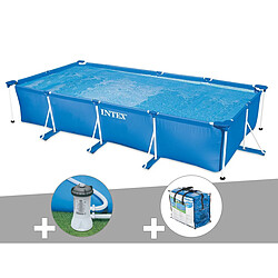 Kit piscine tubulaire rectangulaire Intex 4,50 x 2,20 x 0,84 m + Filtration à cartouche + Bâche à bulles