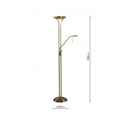 Luminaire Center Lampadaire avec liseuse Montana Laiton antique,verre givré blanc 1 ampoule 180cm