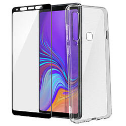 Avizar Coque Samsung Galaxy A9 2018 Silicone + Film Verre Trempé écran - Contour noir