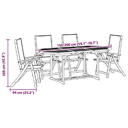 vidaXL Ensemble à manger de jardin 5pcs bois d'acacia solide textilène pas cher