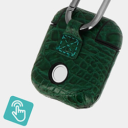 Coque AirPods Aspect Cuir Croco Mousqueton Magnétique Devia Lux Series Vert