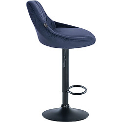 Avis Decoshop26 Tabouret de bar en velours bleu coutures décoratives pivotant support métal noir TDB10665